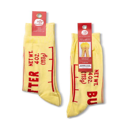 Butter crew socks packaging front and back by Yellow Owl Workshop