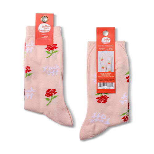 F*ck Off crew socks packaging front and back by Yellow Owl Workshop