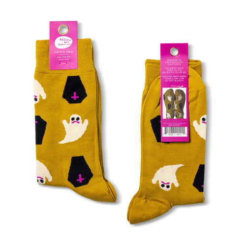 Ghost crew socks packaging front and back by Yellow Owl Workshop