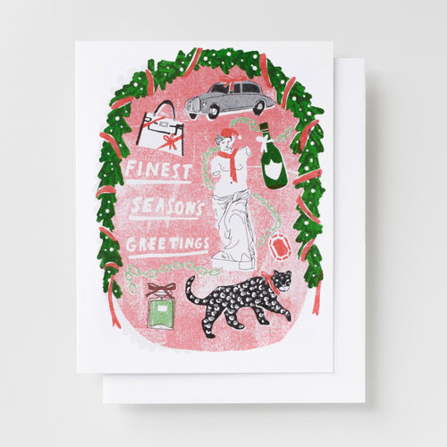 Finest Season's Greetings - Risograph Card - Yellow Owl Workshop