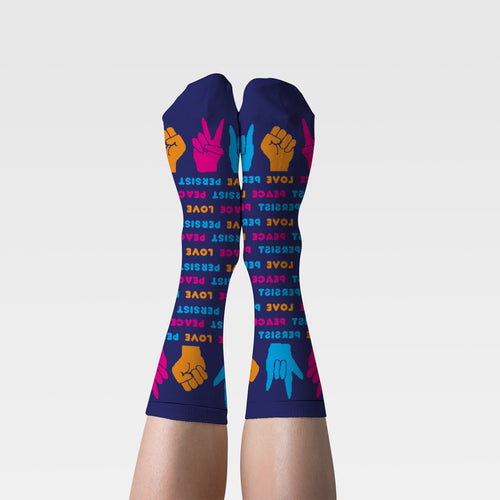 Love Peace Persist Crew Socks - Women's - Yellow Owl Workshop